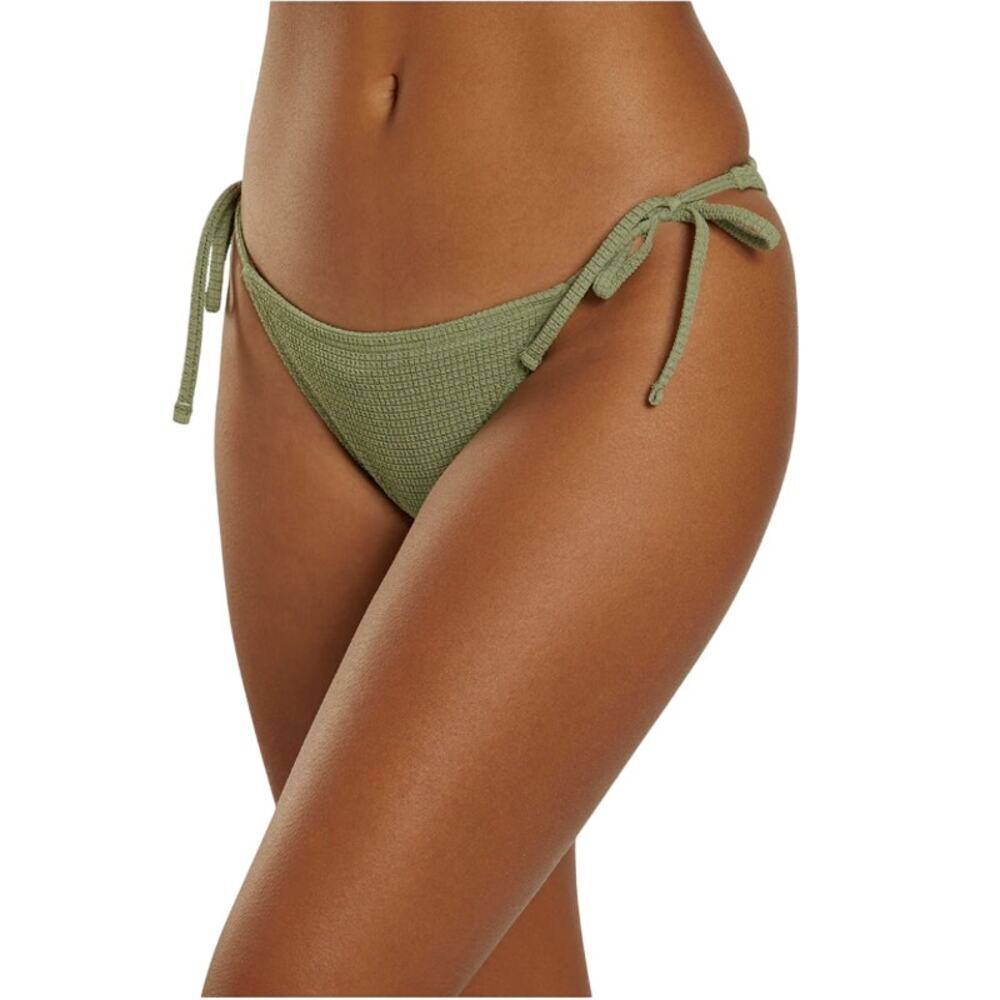Roxy Women's Essaouira Side Tie High Leg Cheeky Bikini Bottom Oil Green Large XL